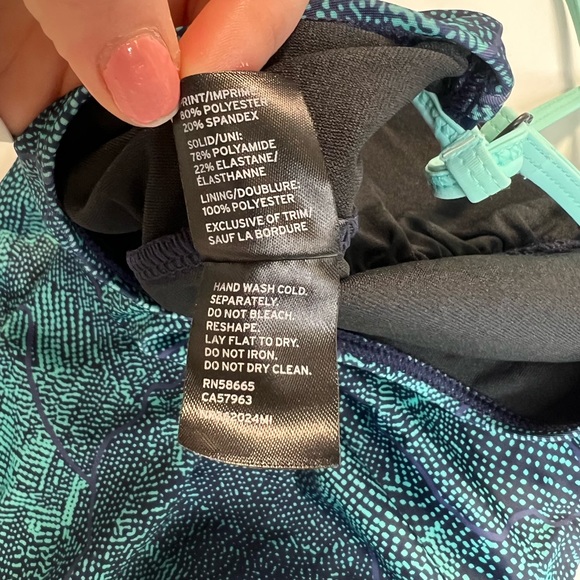 Zella One Piece Blue Open Back Criss Cross Swim Suit New With Tags Size Small - Picture 9 of 12